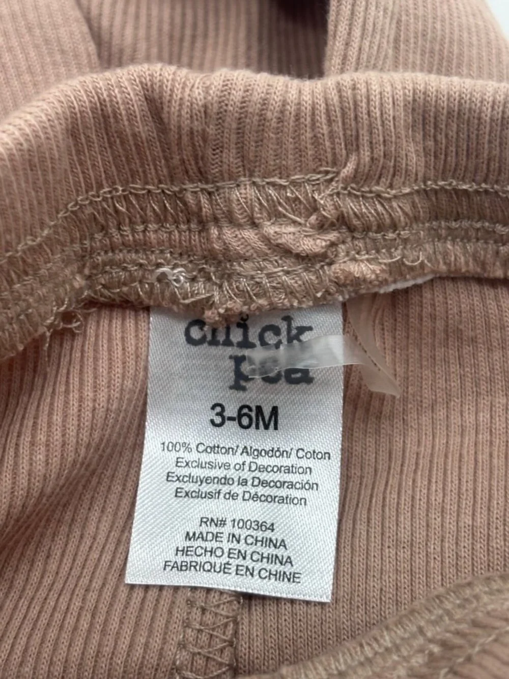 Chick Pea Baby Ribbed Cotton Pants, Brown, Sz. 3-6 montsh